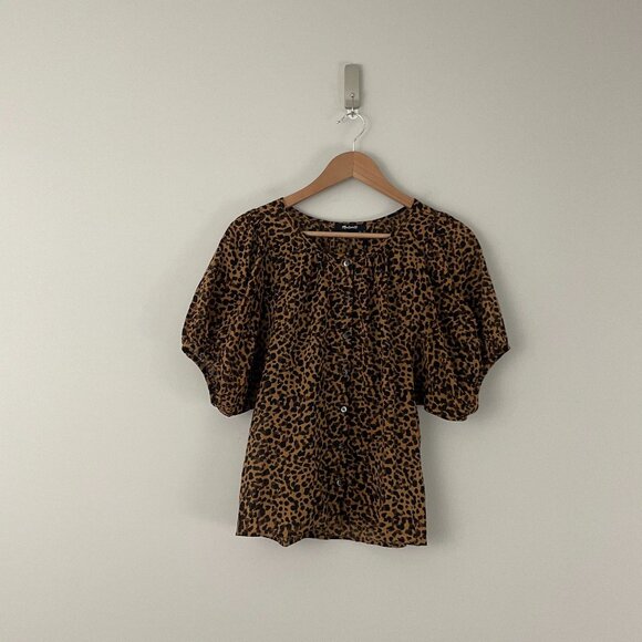 Madewell Tops - Madewell Balloon-Sleeve Button-Up Top in Painted Leopard Size Small